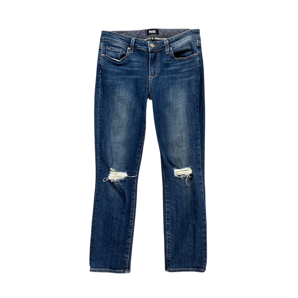 Paige Jeans Womens 27 Denim Miki Straight Keiran Destructed Distressed Zip Fly